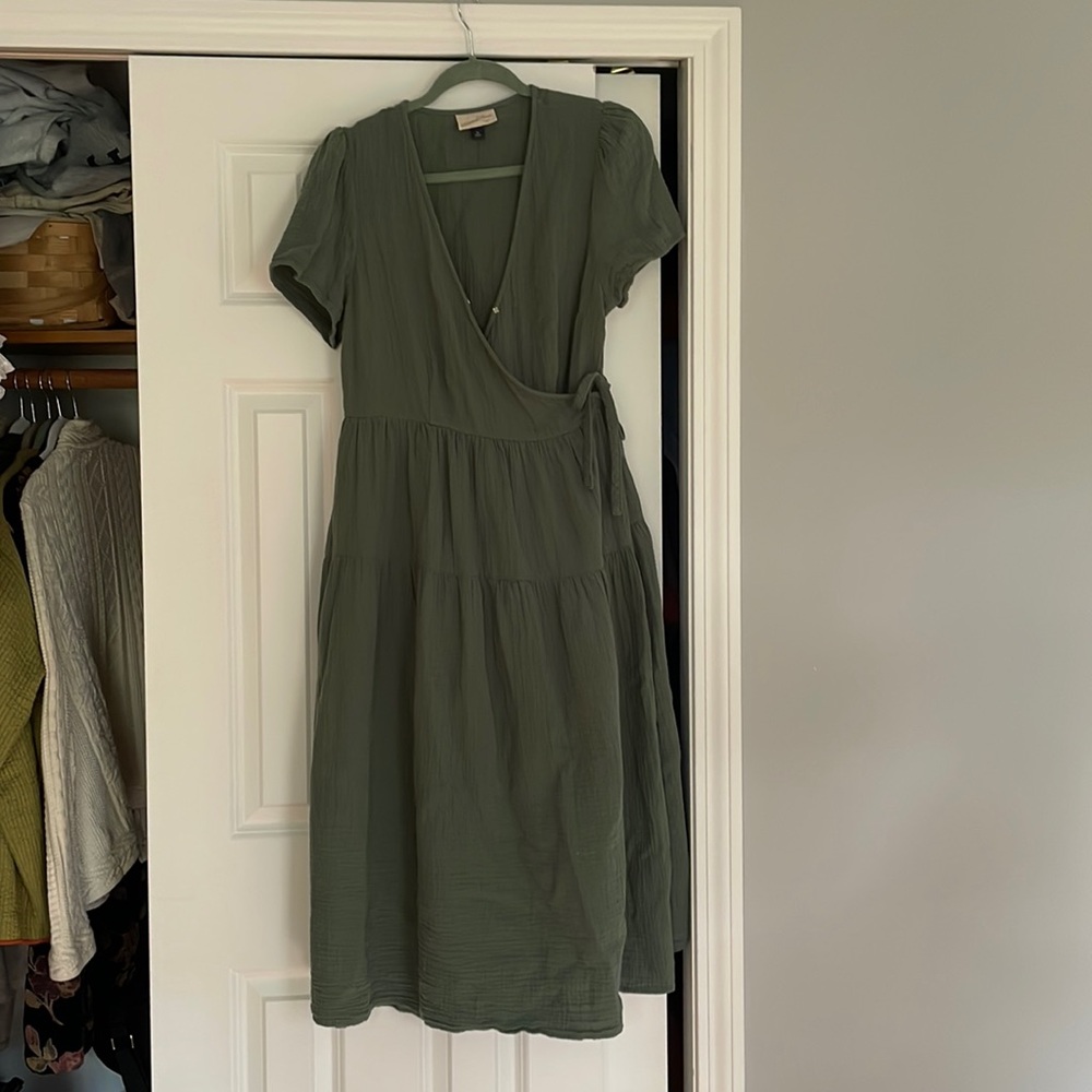 Sage green Universal Thread wrap dress